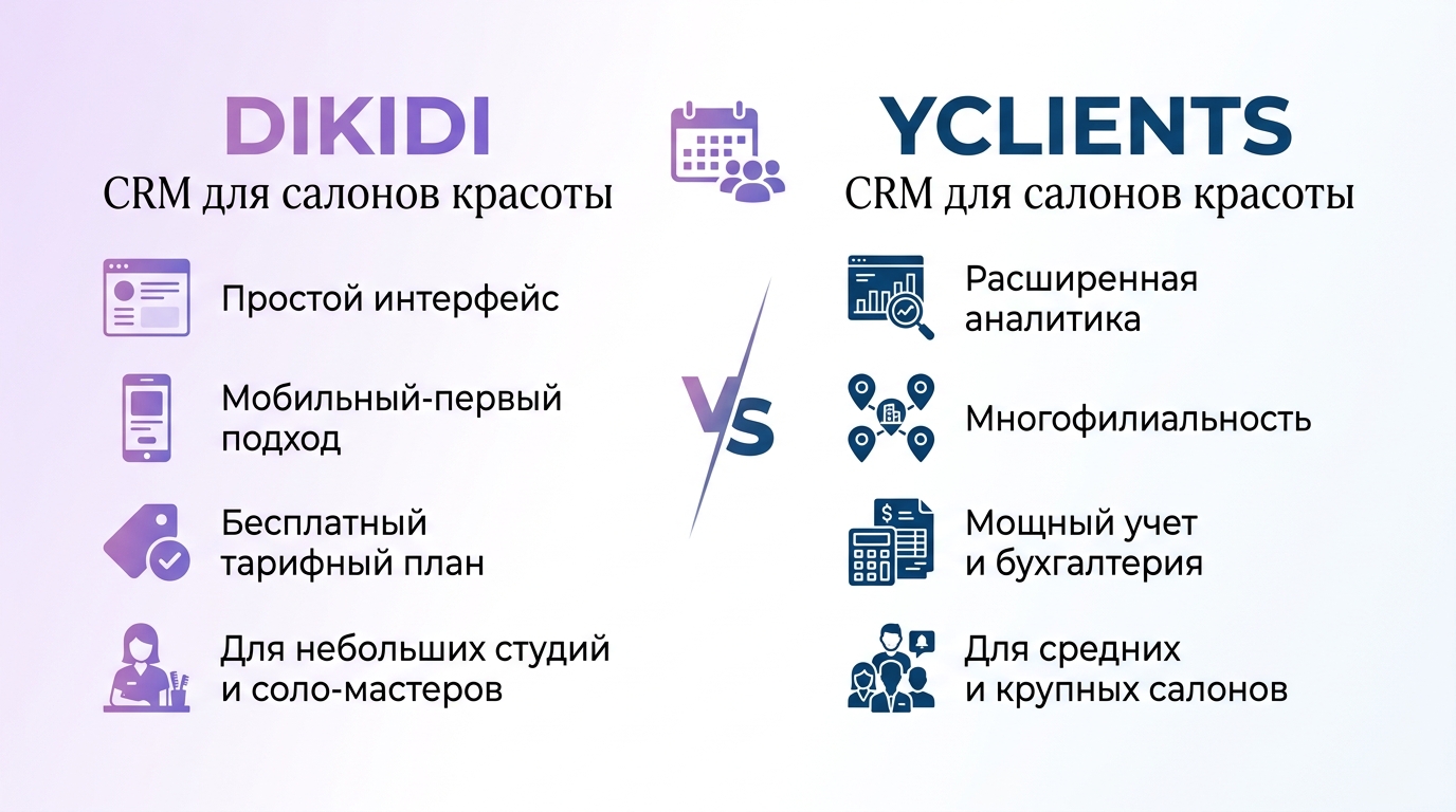 Сравнение DIKIDI и YCLIENTS: ключевые отличия